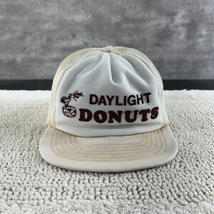 Vintage Daylight Donuts Mesh Snapback Trucker Hat OSFA Workwear Cap White